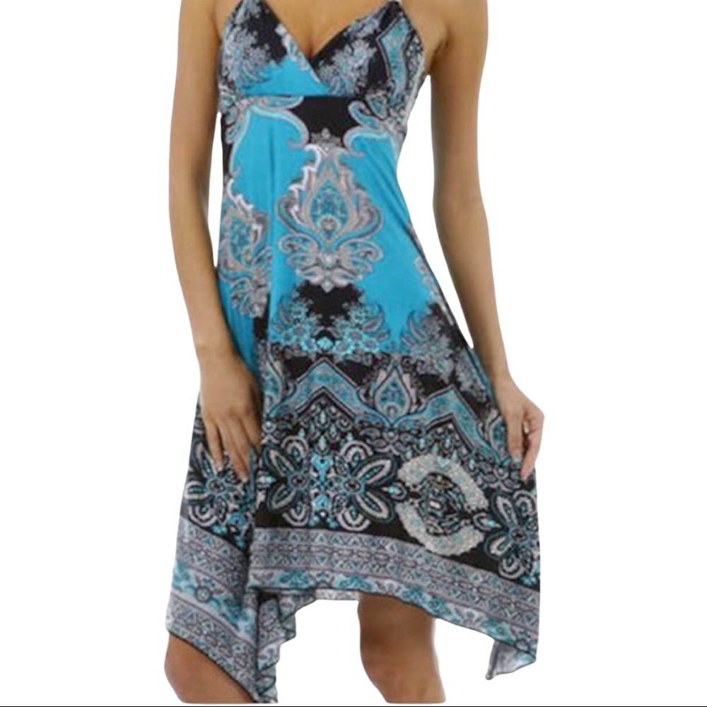 Asymmetrical halter dress
